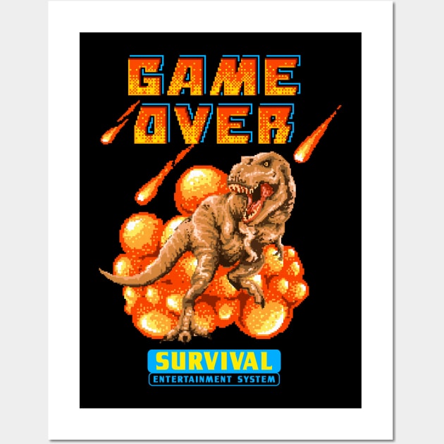 8-Bit Game Over Dinosaur Wall Art by machmigo